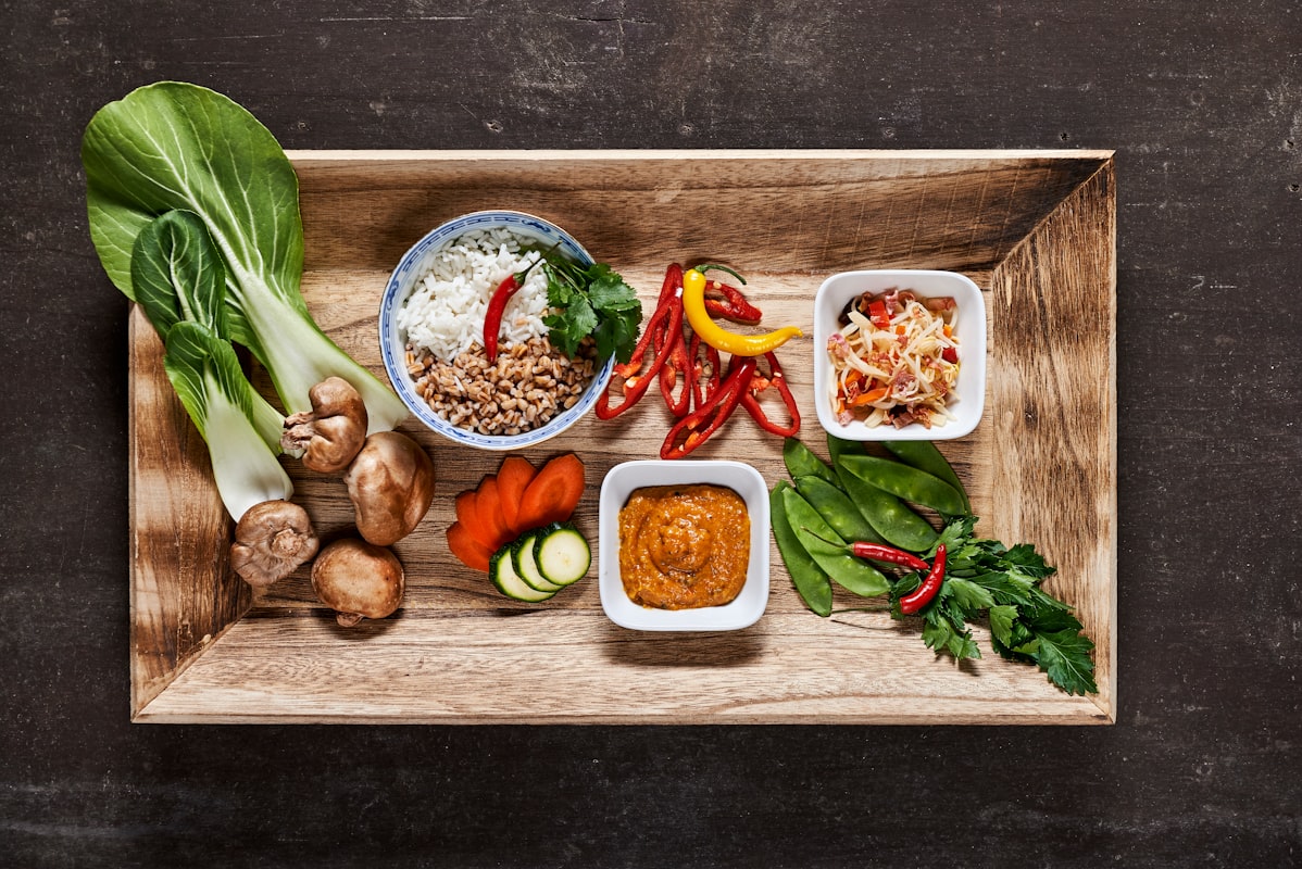 Healthy cooking preparation with fresh ingredients